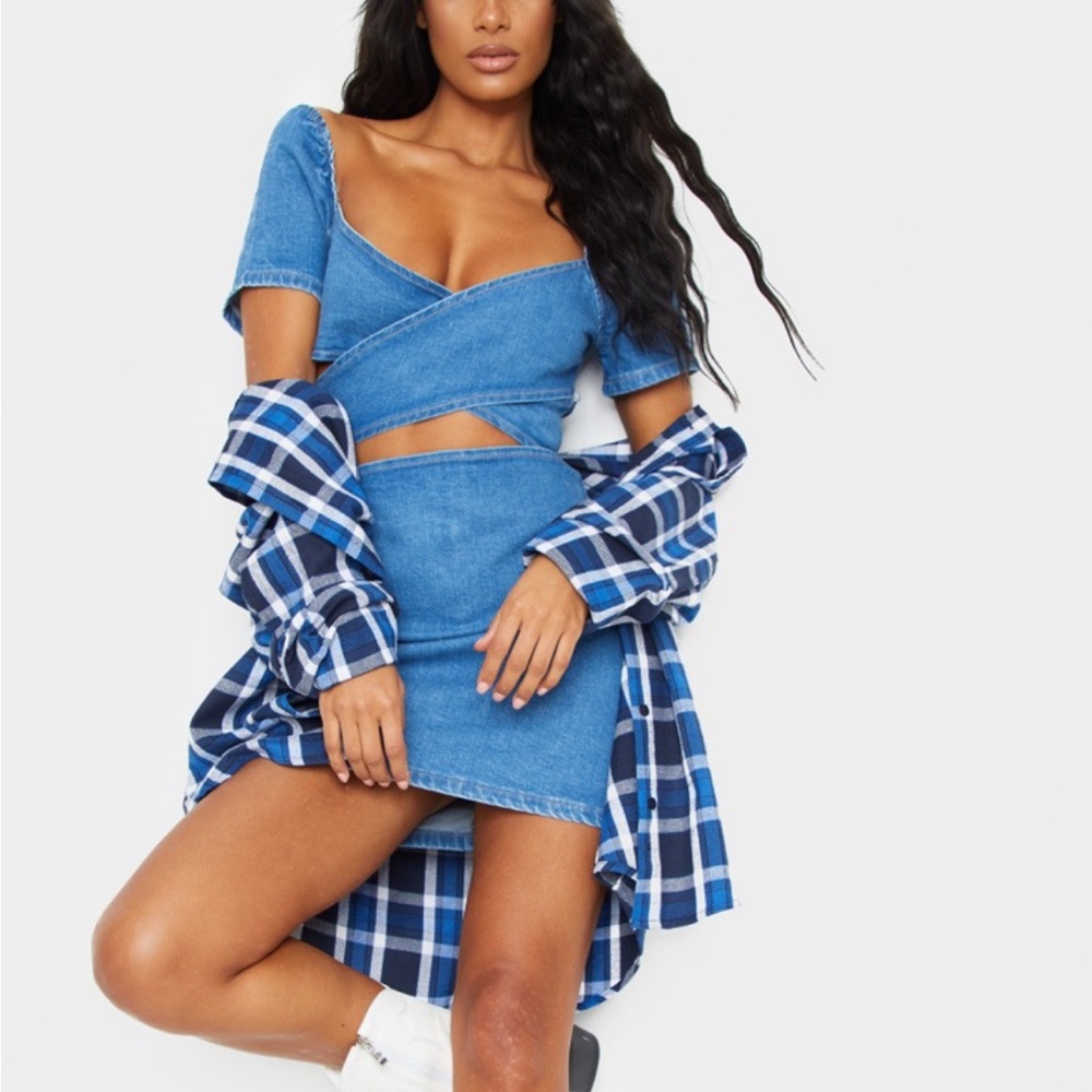 Denim dress peek a boo